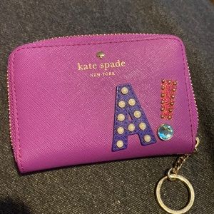 Kate Spade mini wallet/change pouch&cardholder in one with keychain attached.